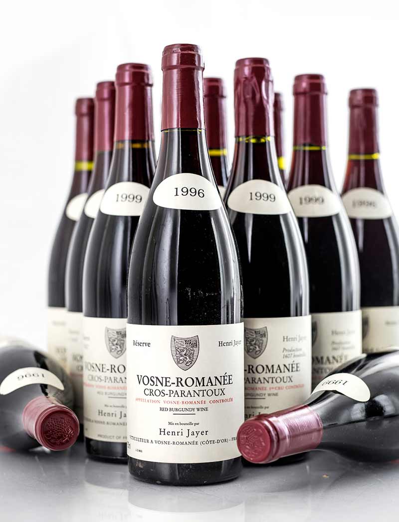 Lot 258, 259: 6 bottles each 1996 and 1999 H. Jayer Vosne Romanee Cros Parantoux