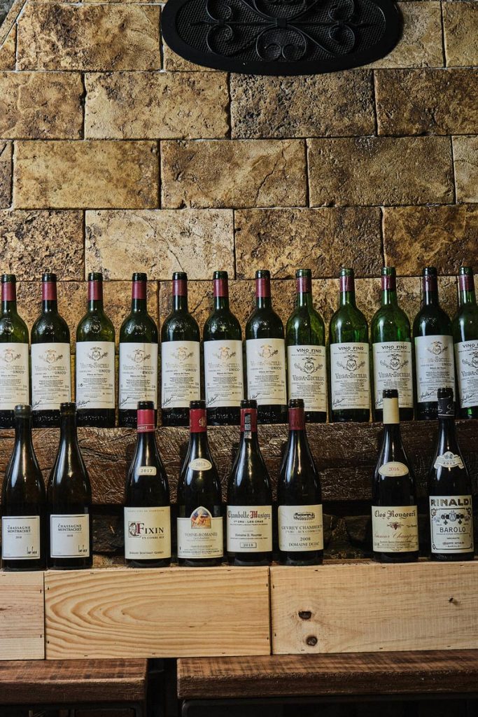 Etxebarri wine bottle lineup