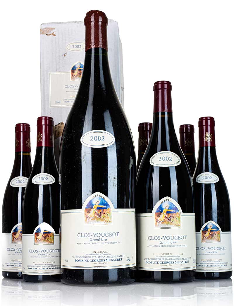 Lot 600-602: 4 bottles, 1 magnum & 1 jeroboam 2002 Georges Mugneret Clos Vougeot