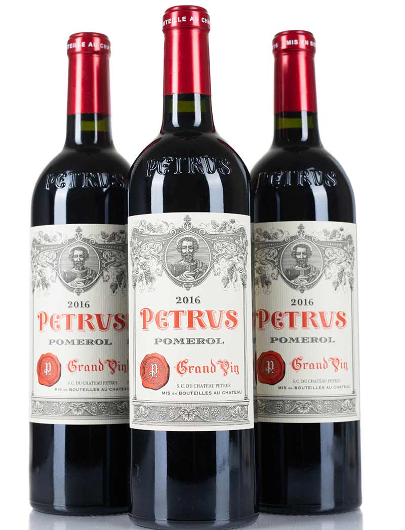 Lot 306: 3 bottles 2016 Chateau Petrus