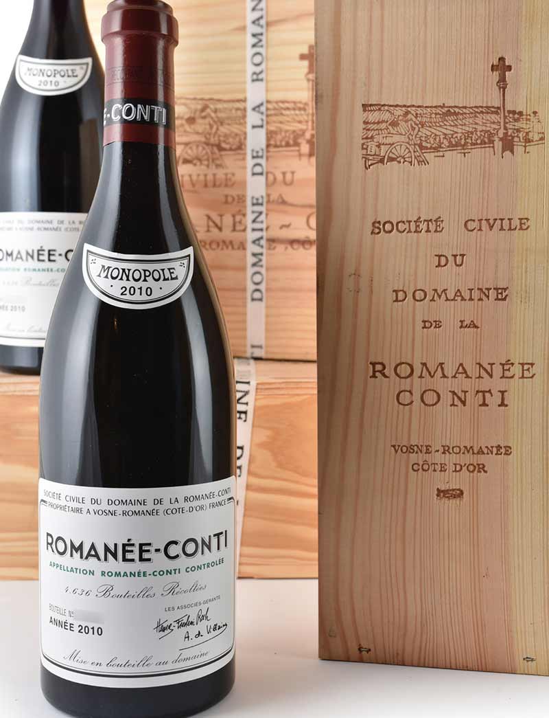 banded original wood cases and single bottles of DRC Romanee Conti - assorted case