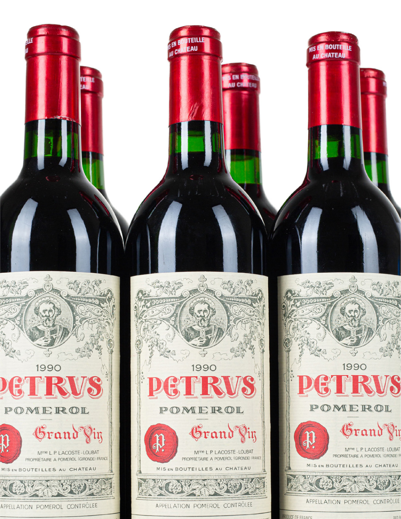 Lot 1: 5 bottles 1990 Chateau Petrus