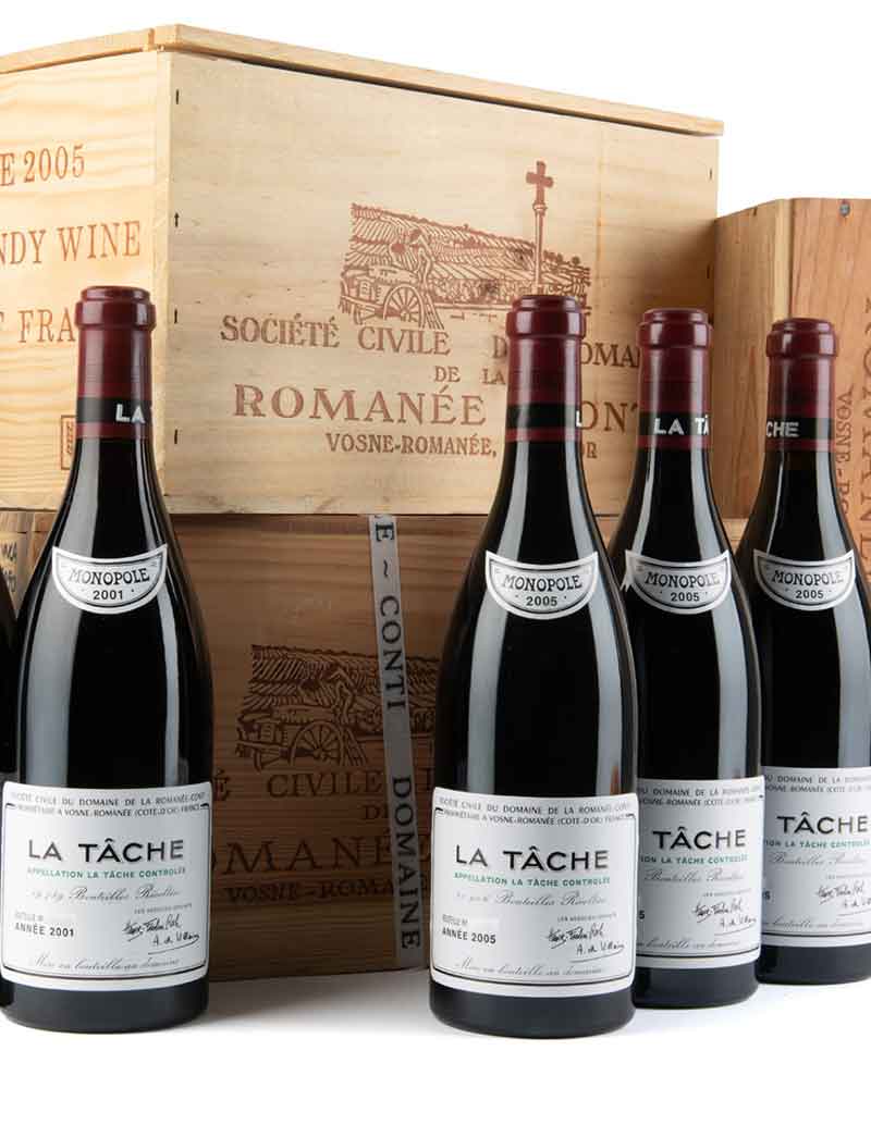 Lot 696, 699: 6 bottles each 2001, 2005 DRC La Tache in OWC